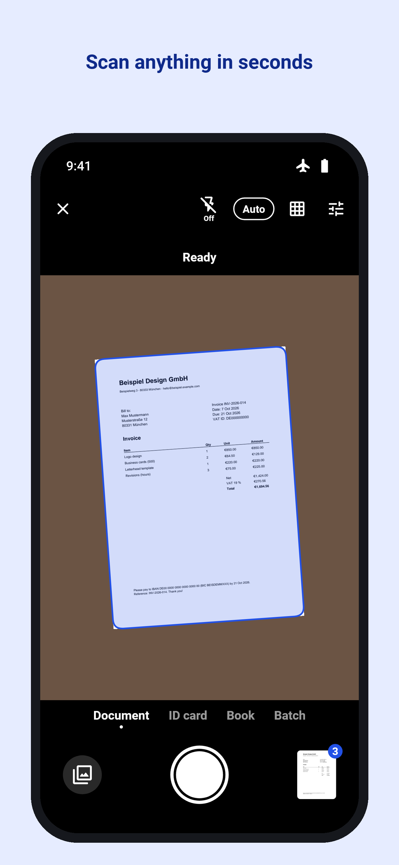 The scanner finding the edges of a document