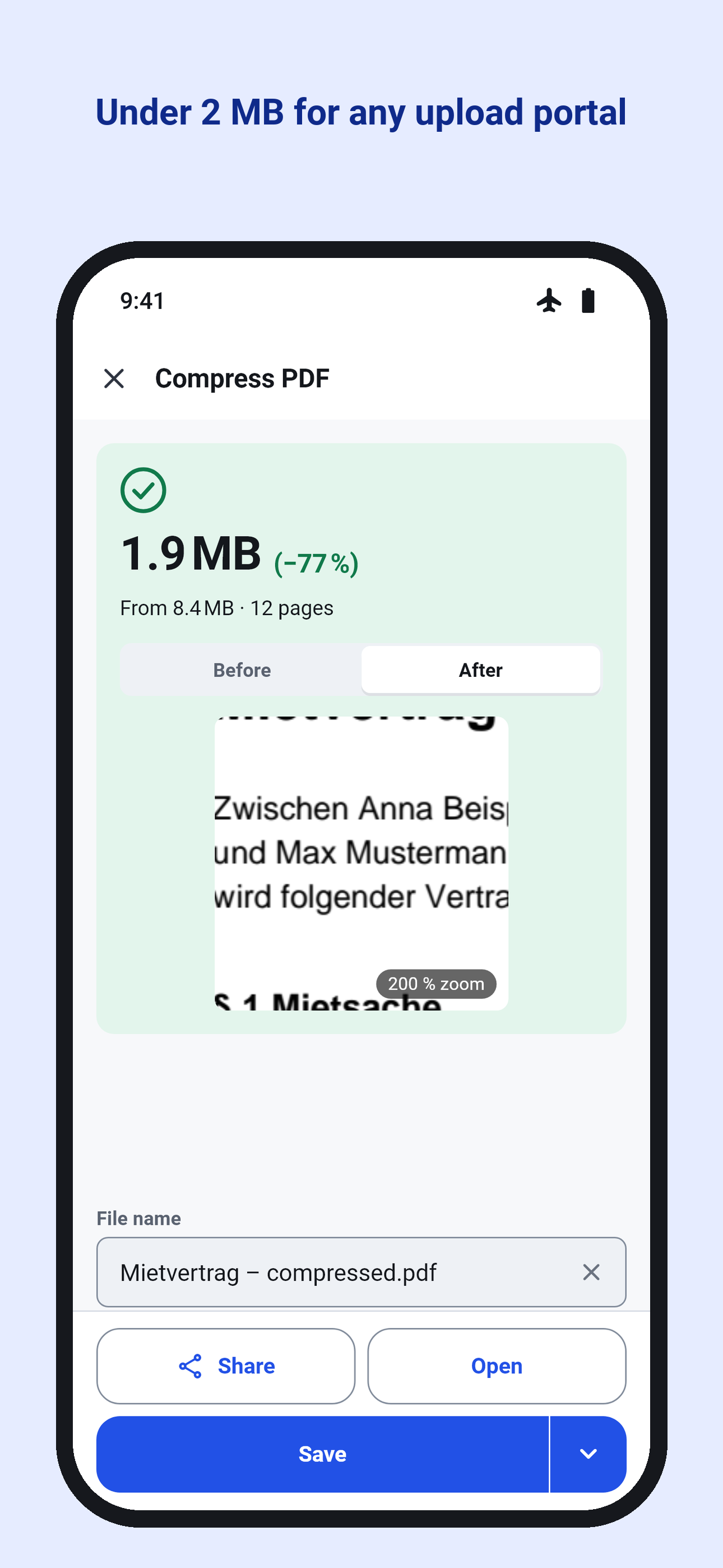 Compress PDF bringing a file down to 1.9 MB